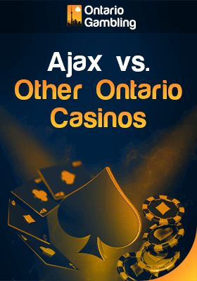 The spade sign around which there are cards on one side and chips on the other for Ajax vs. other Ontario casinos