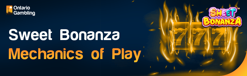 A flaming casino reel for playing mechanics of Sweet Bonanza Slot